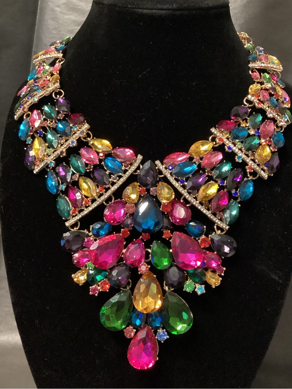 Multicolor Crystal Statement Necklace - Gold-Tone Women’s Jewelry